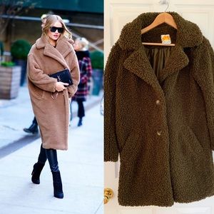Olive Teddy Coat - C&C California